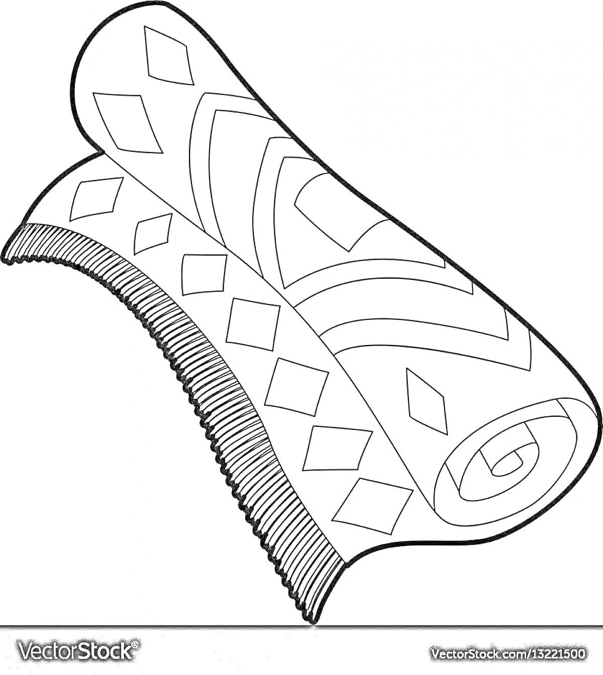 Раскраска Развёрнутый ковёр с геометрическим узором