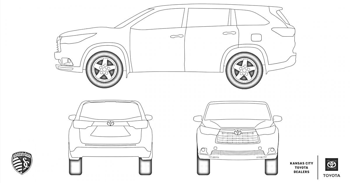 На раскраске изображено: Внедорожник, Toyota