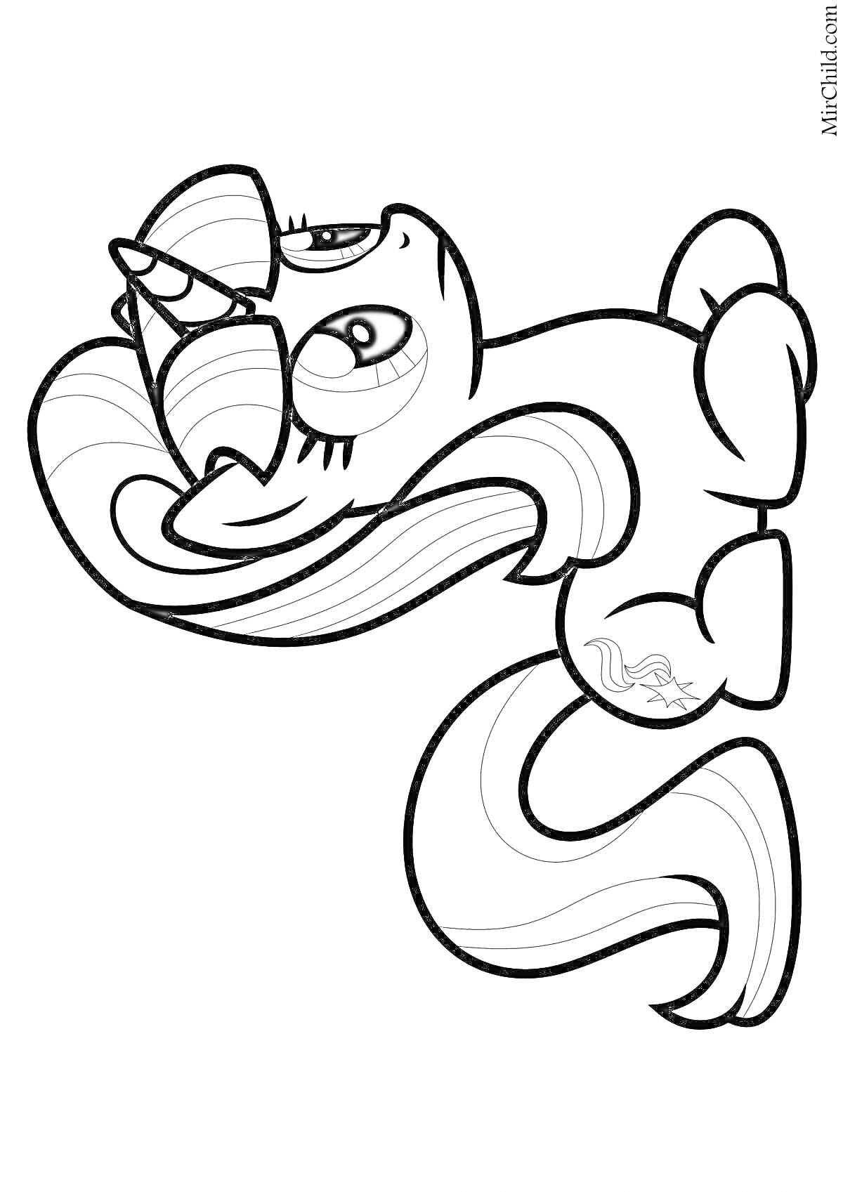 Раскраска Единорог Старлайт Глиммер в полёте