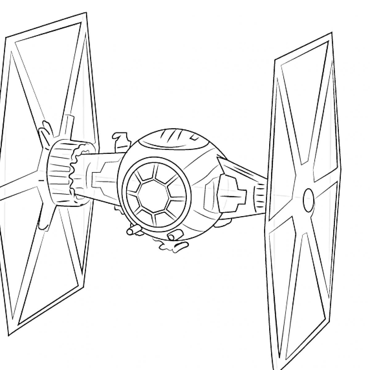Раскраска Истребитель TIE с шестью лучами и шарообразной кабиной