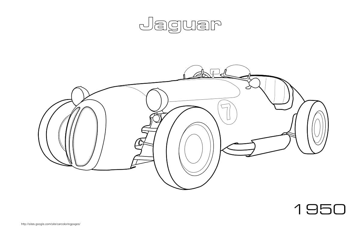 Ретро гоночный автомобиль Jaguar 1950 года с номером 