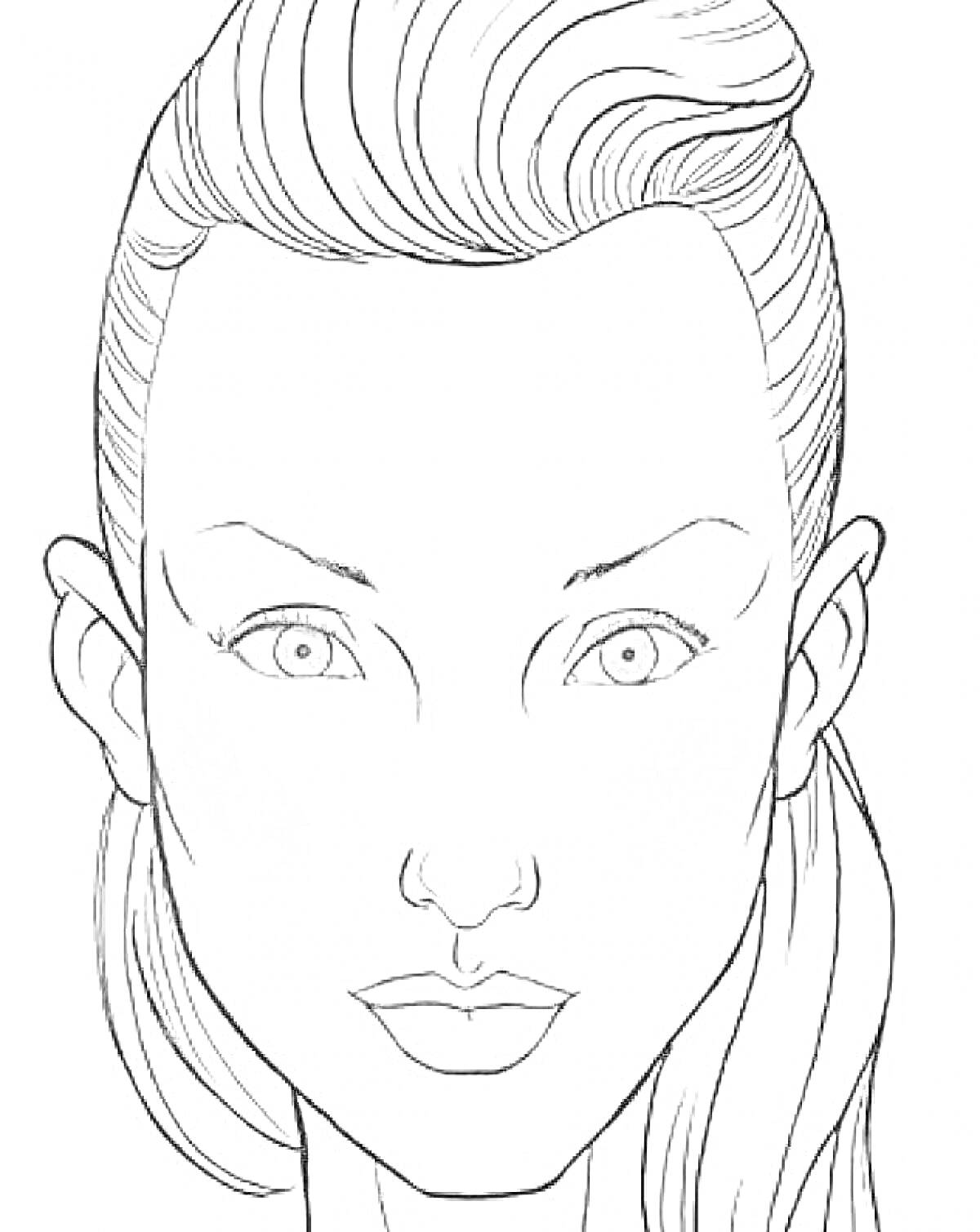 Женский портрет с выраженными чертами лица и макияжем