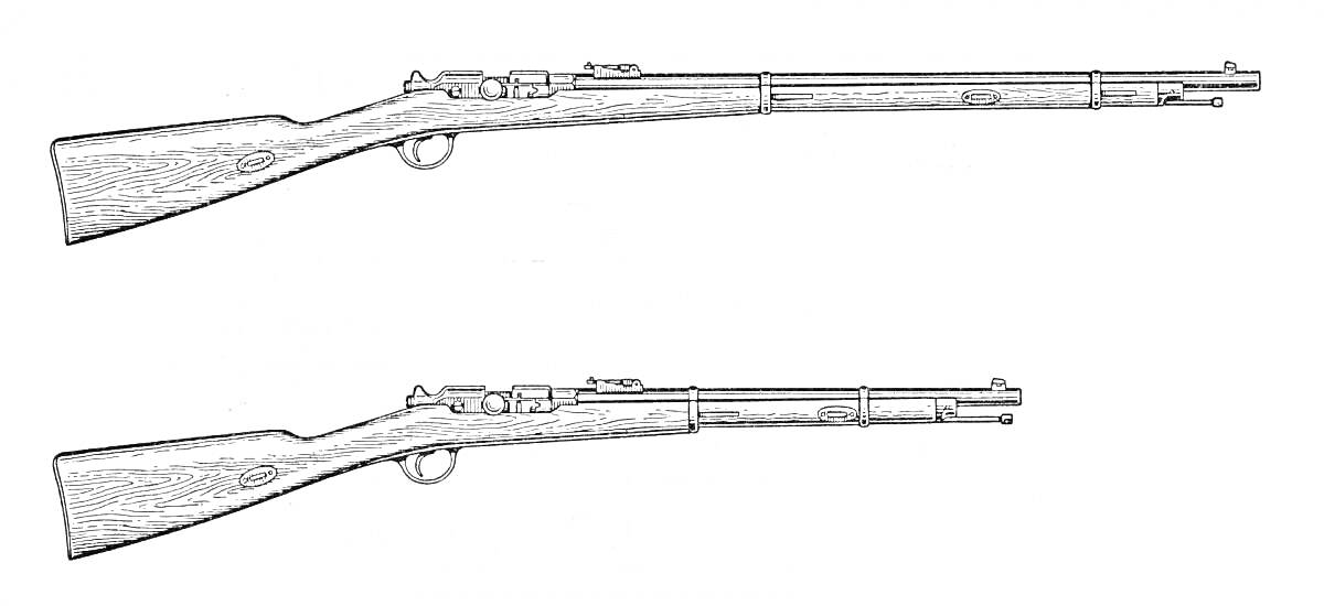 Раскраска Винтовка Мосина - две винтовки сбоку, полный вид