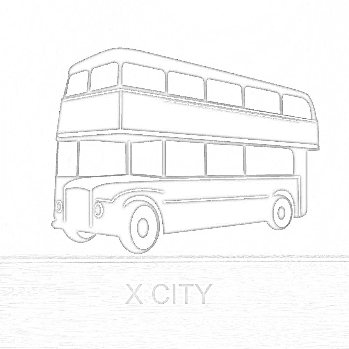 На раскраске изображено: Автобус, Двухэтажный автобус, Транспорт, Лондон, Городской транспорт