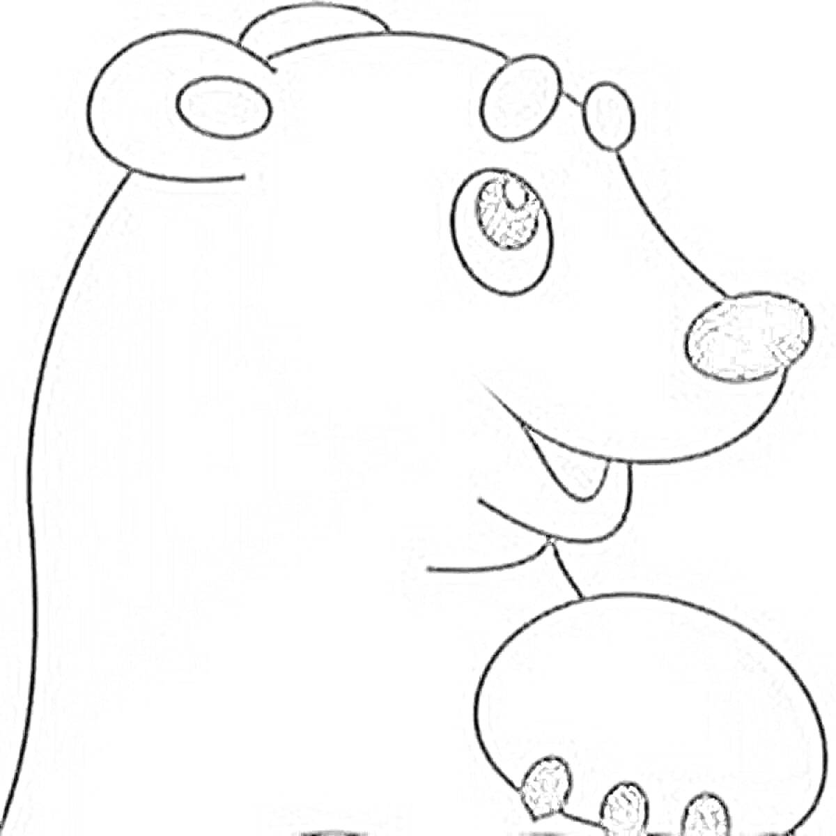 На раскраске изображено: Умка, Белый медведь, Животные, Улыбка