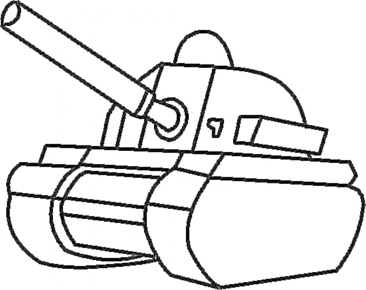 Раскраска Маленький танк с пушкой и гусеницами