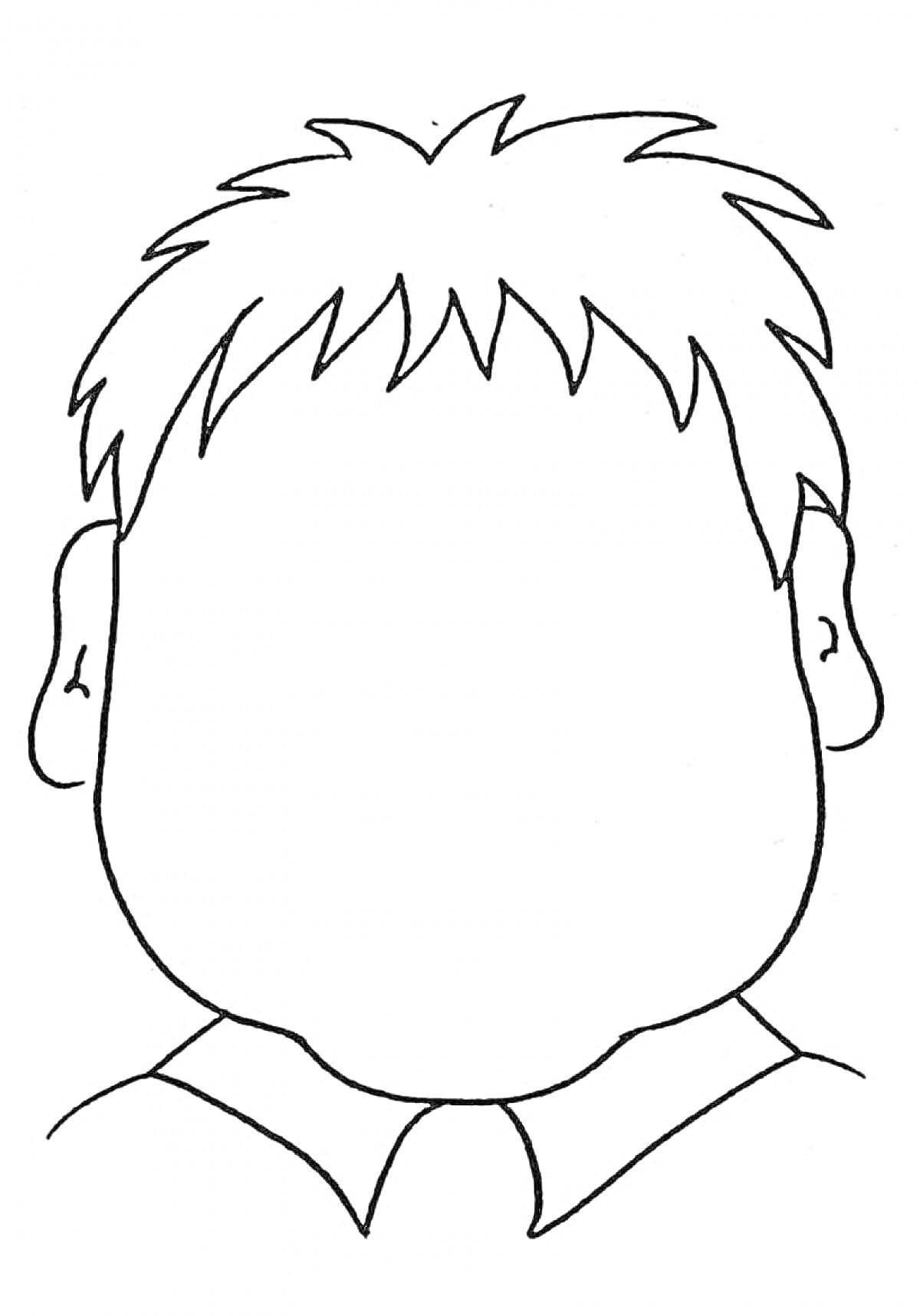 Раскраска Лицо человека с прической и воротником рубашки