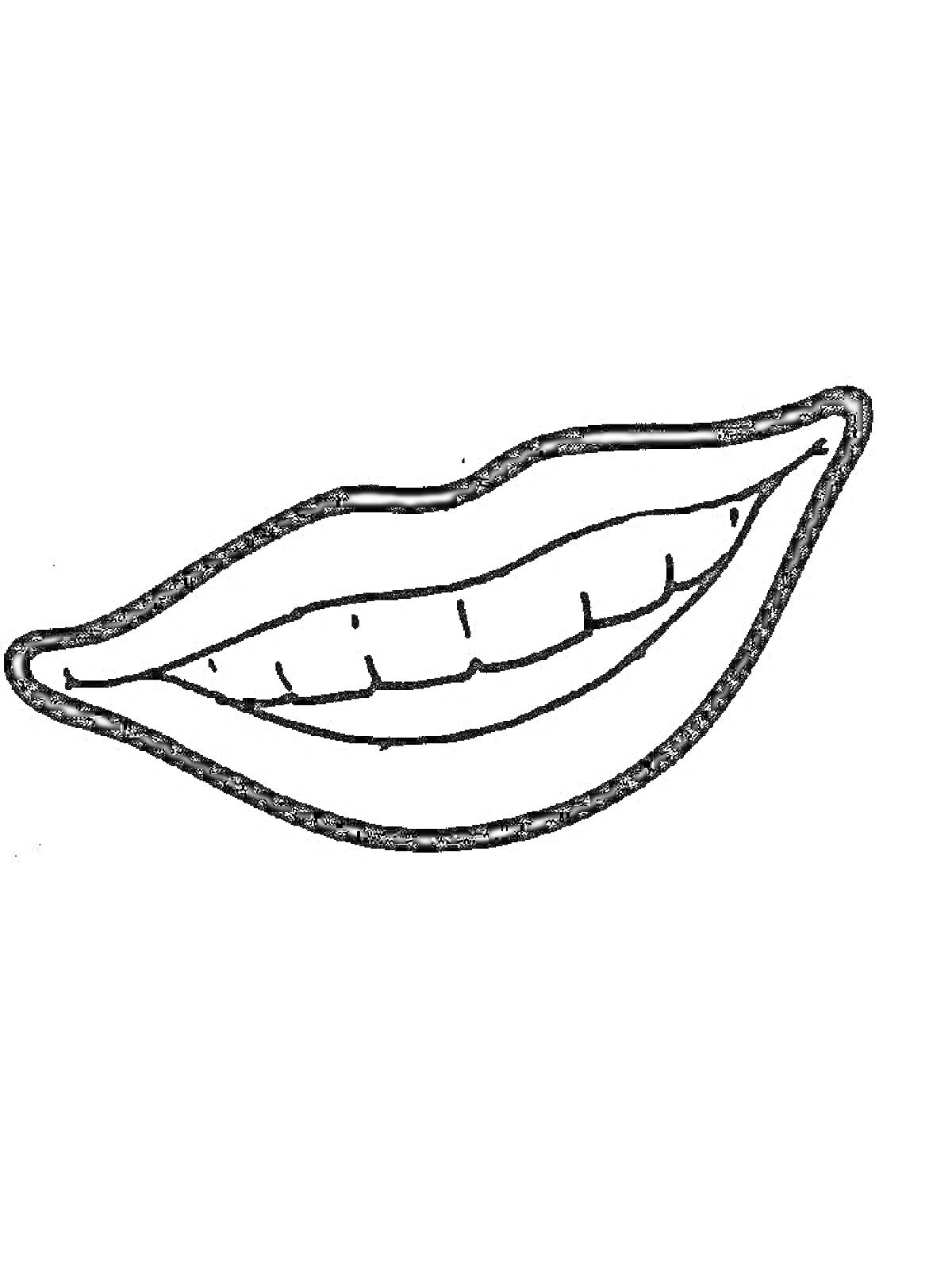 Раскраска Улыбающиеся губы с зубами
