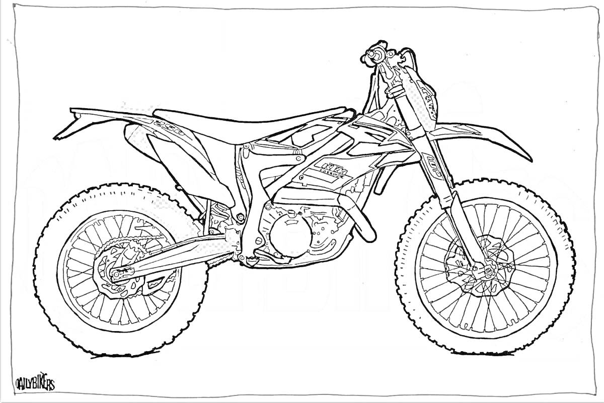 Раскраска Мопед альфа с элементами рамы, колёс, руля и двигателя