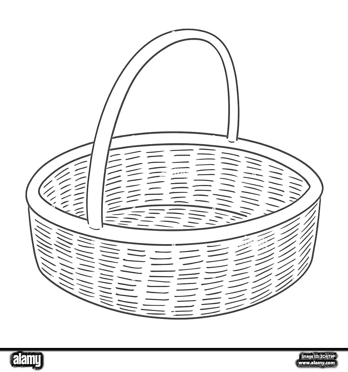 Раскраска Пустая плетеная корзина с ручкой