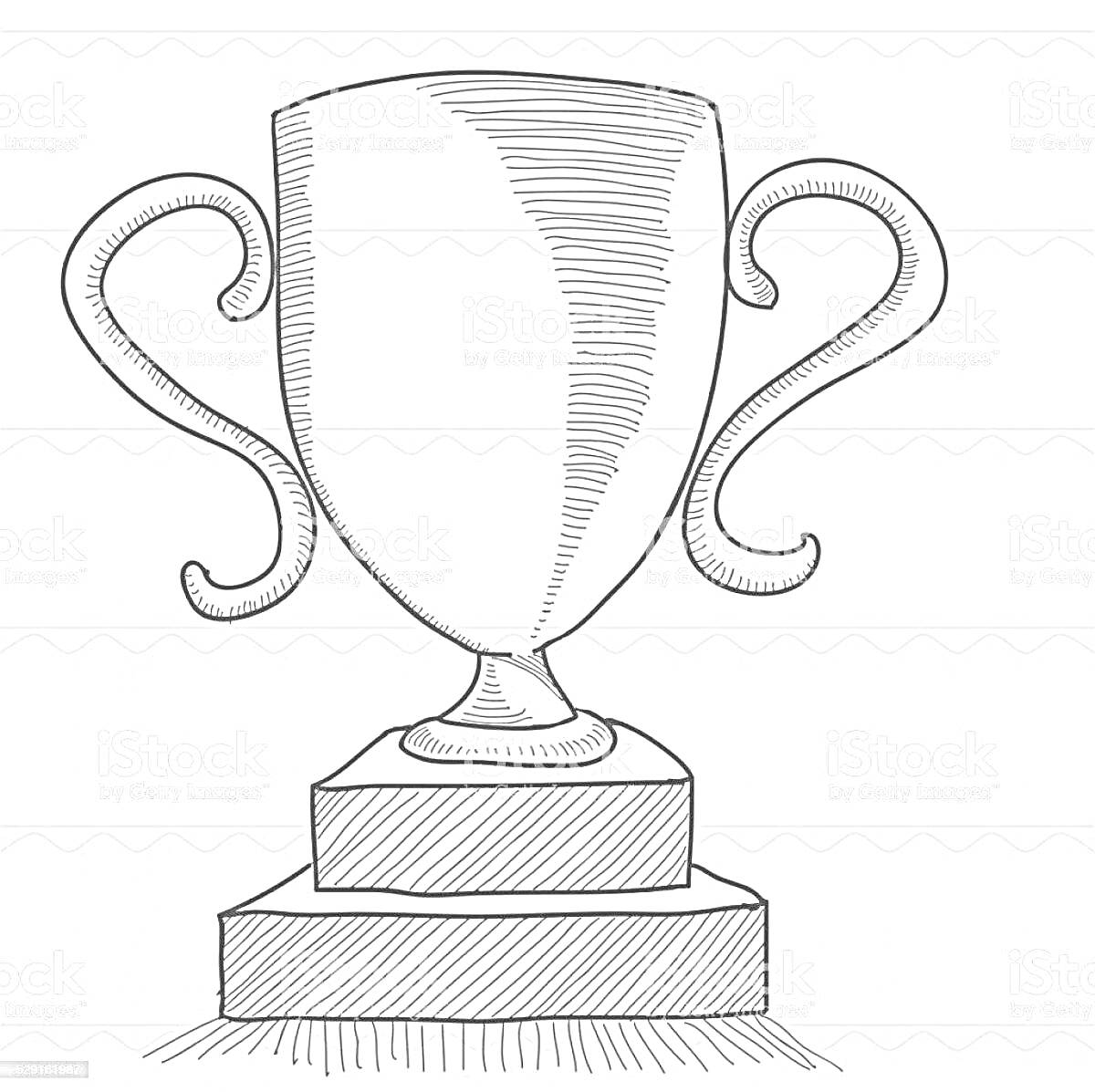 На раскраске изображено: Кубок, Победитель, Награда, Постамент, Трофей