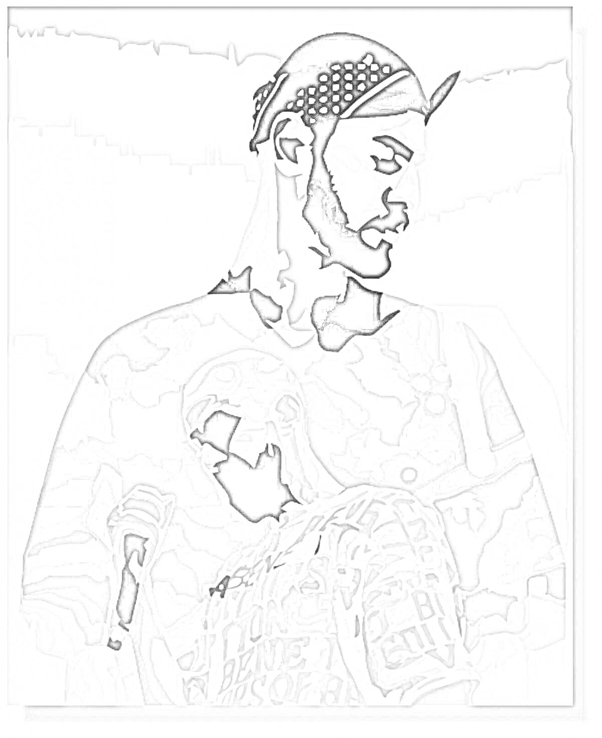 Раскраска Раскраска по номерам - портрет мужчины в кепке и человека с микрофоном на фоне