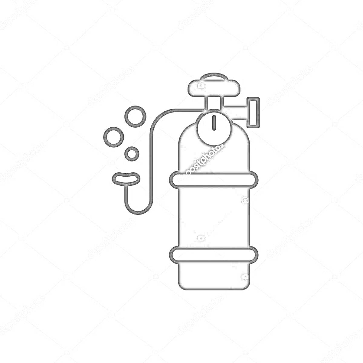Раскраска Газовый баллон с регулятором и пузырьками