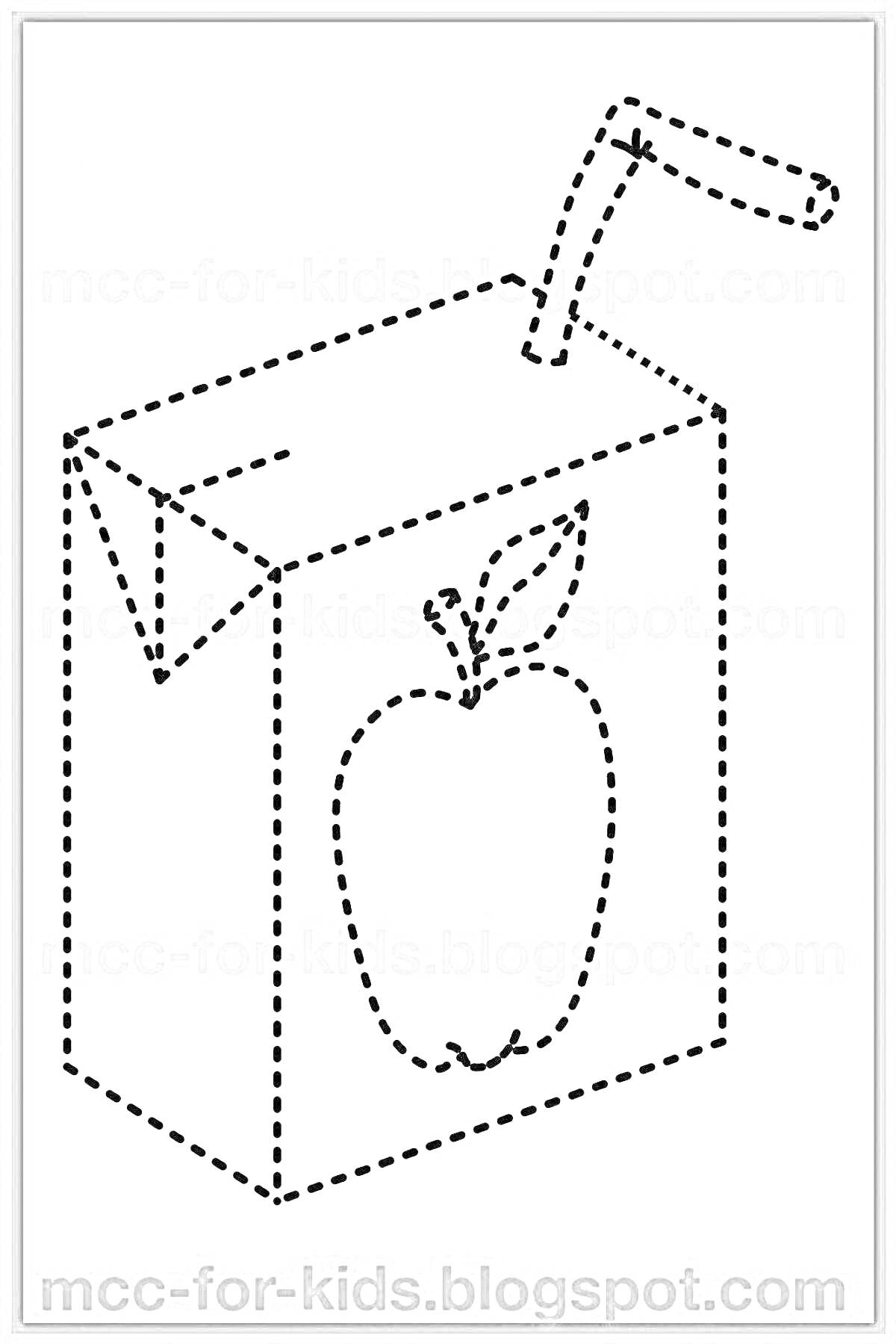 Раскраска Пакет яблочного сока с соломинкой и изображением яблока