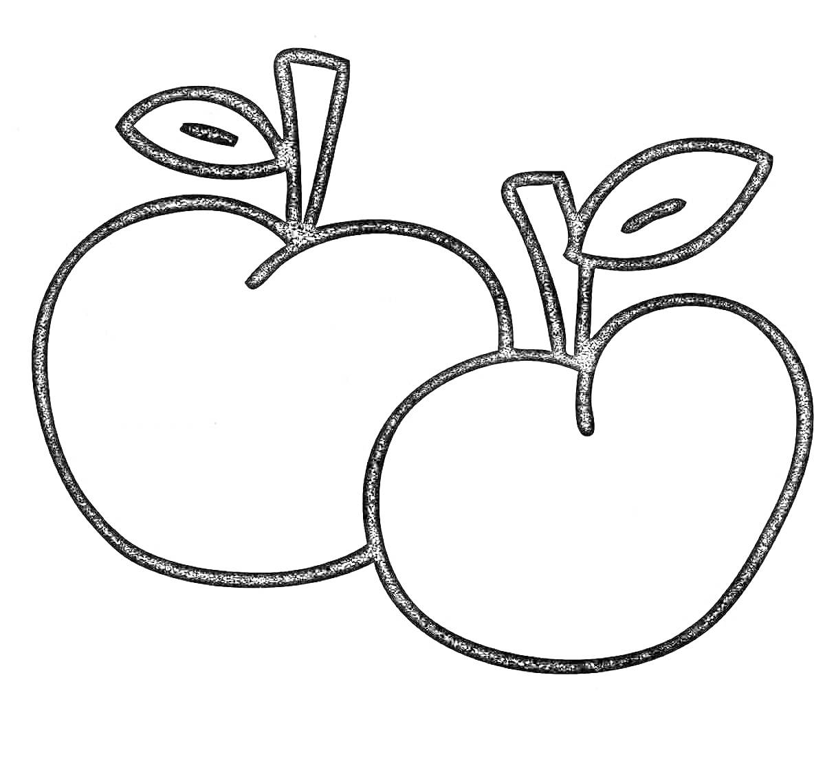 Два яблока с листьями
