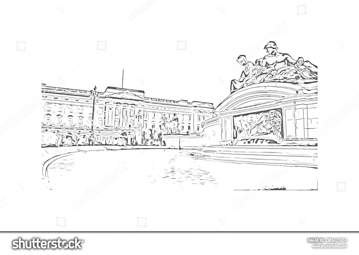 На раскраске изображено: Дворцовая площадь, Дворец, Архитектура, Здание, Городской пейзаж