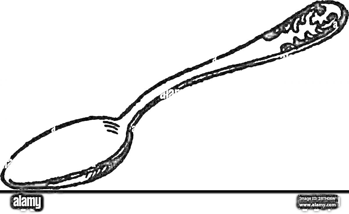 Раскраска Деревянная ложка с узором на ручке