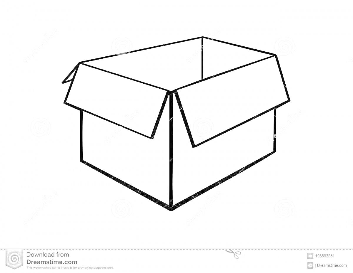 Раскраска Открытый картонный короб с крышкой