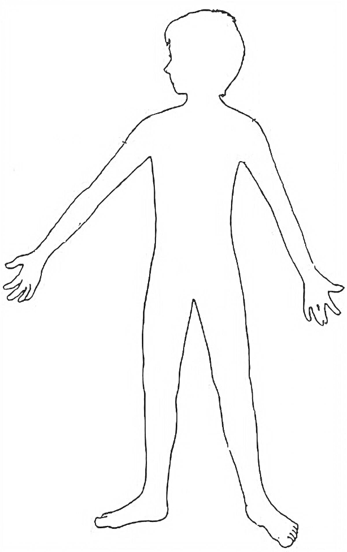 На раскраске изображено: Человек, Поднятые руки, Контурная линия