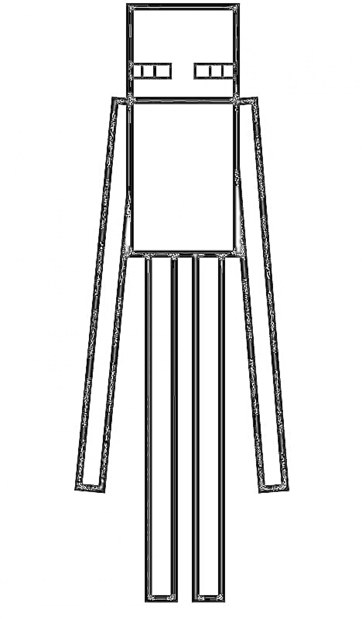 На раскраске изображено: Гаст, Майнкрафт, Длинные руки, Длинные ноги