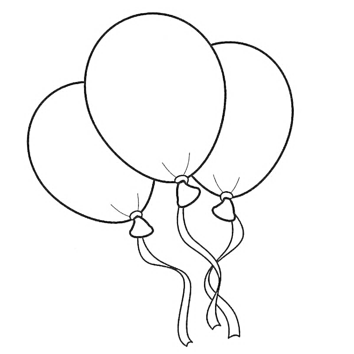 Раскраска Три воздушных шара с ленточками