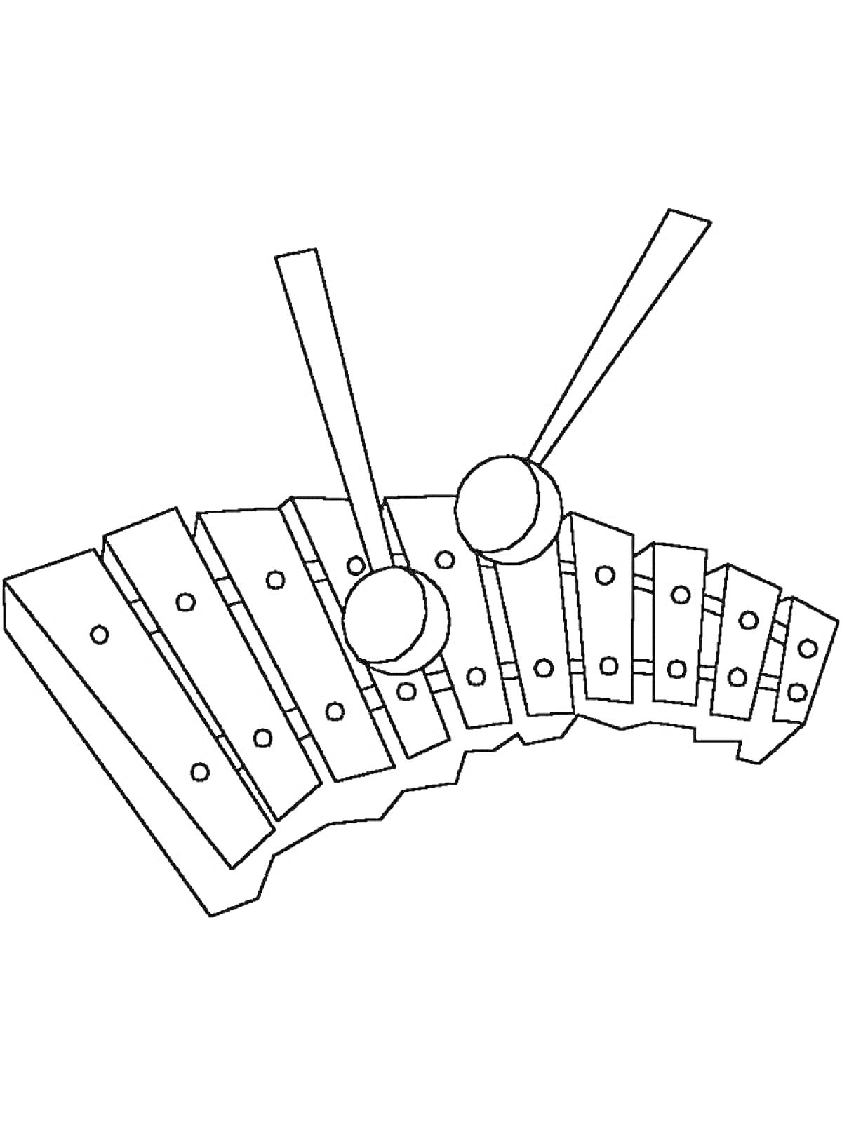 Раскраска Ксилофон с палочками