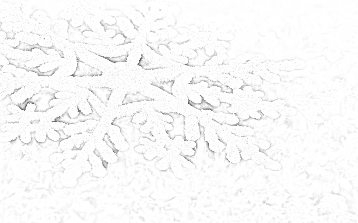 Раскраска Снежинка на фоне рассеянного снега