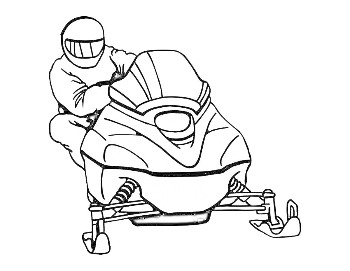 Раскраска Человек на снегоходе