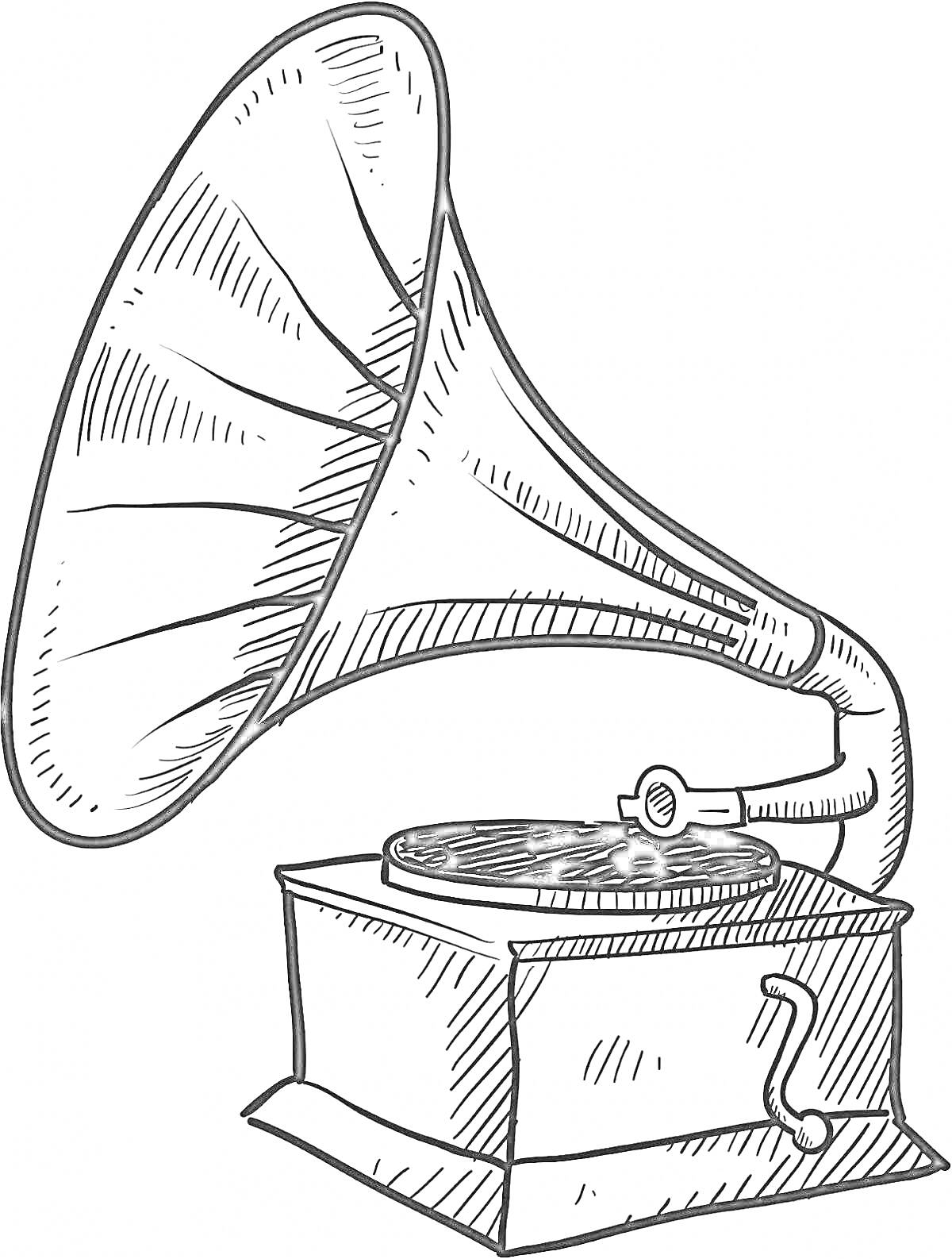 граммофон с рупором и ручкой для завода
