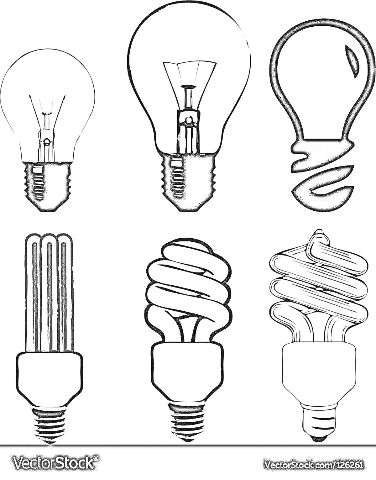 На раскраске изображено: Освещение, Спираль, Схема, Лампа, Лампочки