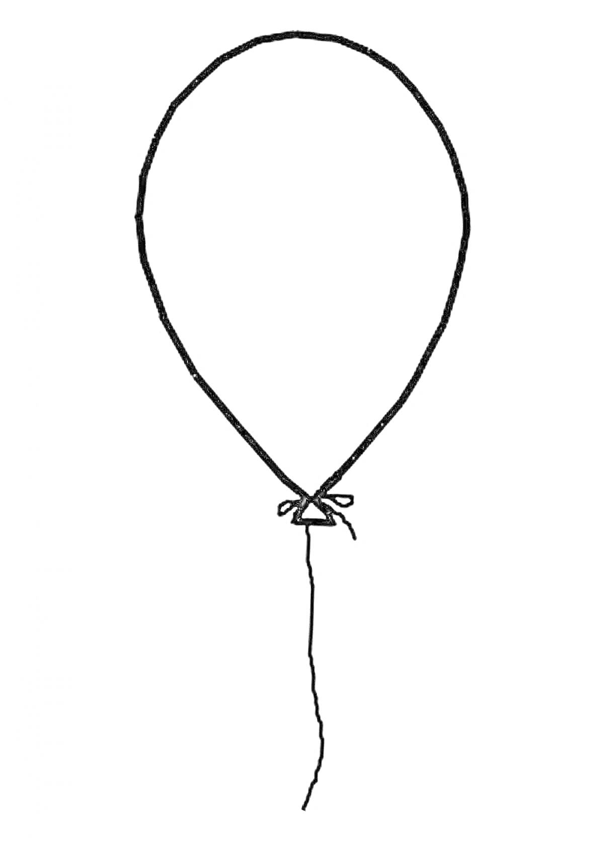 Раскраска воздушный шарик с веревкой и бантиком