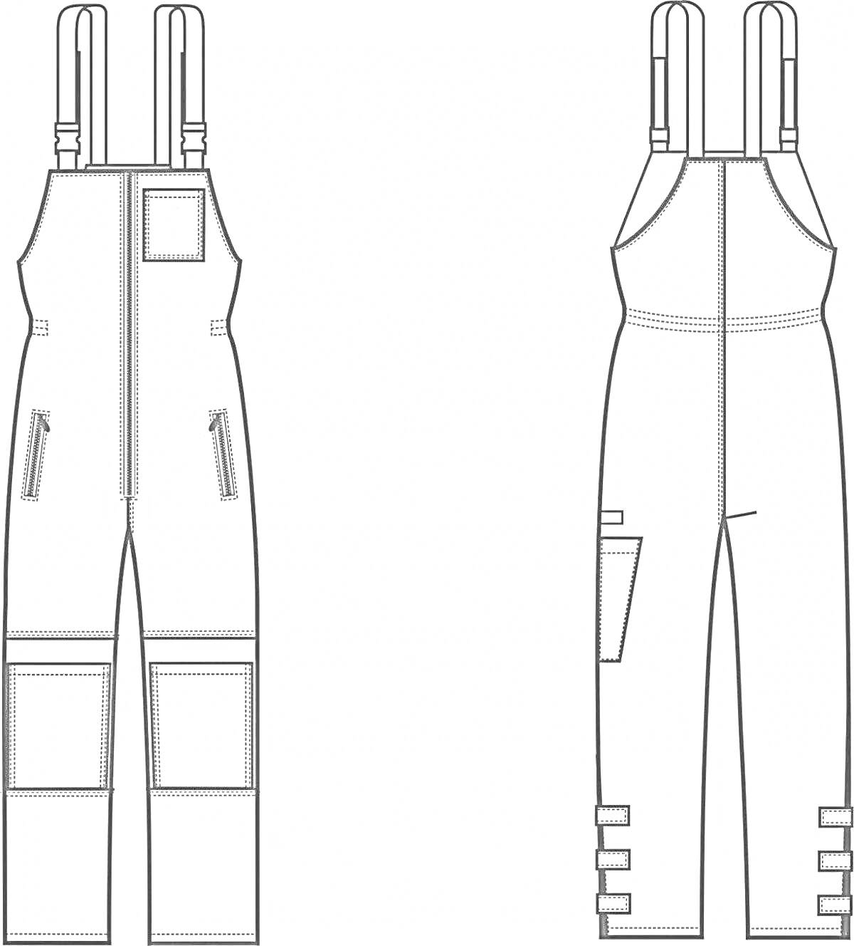 Раскраска Комбинезон с карманами, лямками и застёжками на молнии и липучках