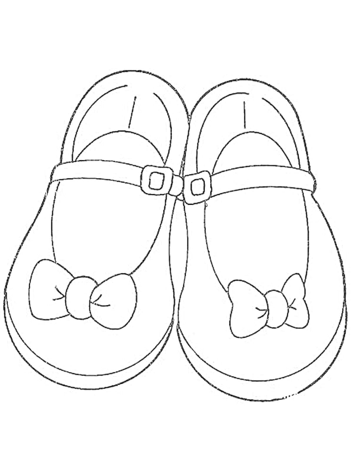 На раскраске изображено: Туфли, Ремешки, Обувь, Бант