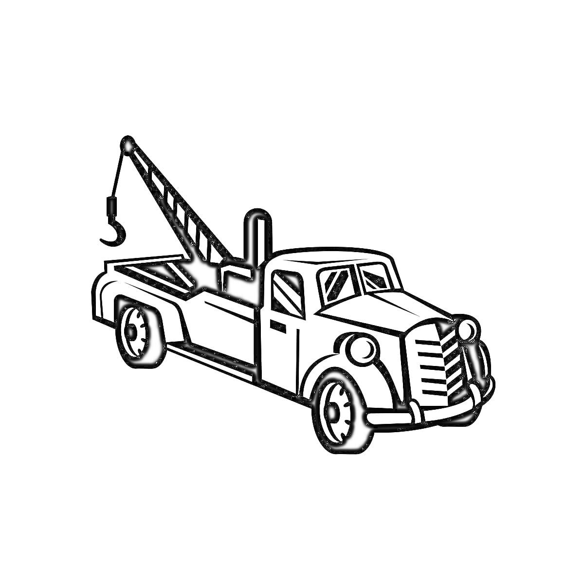 Раскраска Эвакуатор с крюком и платформой
