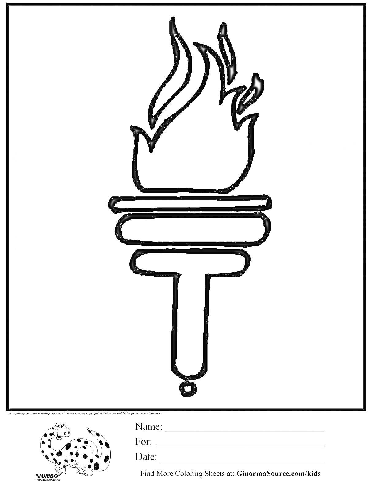 Раскраска Факел с пламенем