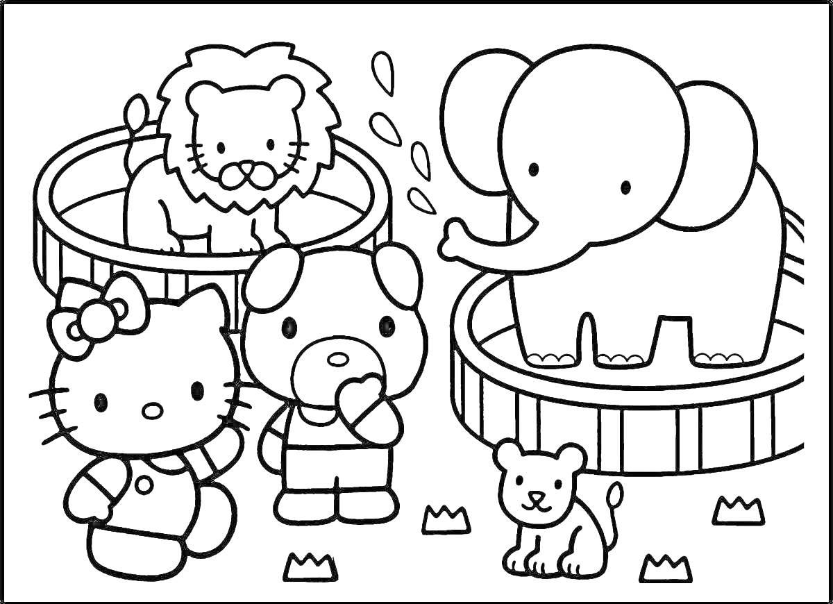 На раскраске изображено: Зоопарк, Слон, Для девочек, Животные