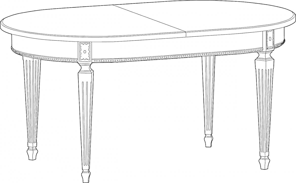 Раскраска Овальный стол с четырьмя резными ножками