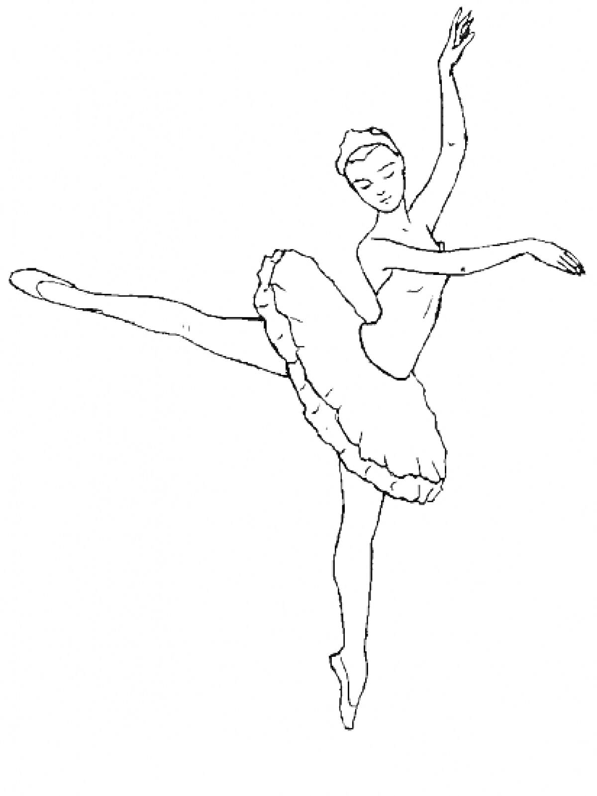 На раскраске изображено: Балерина, Танец, Пачка, Пуанты, Классический балет, Грация, Танцор, Искусство