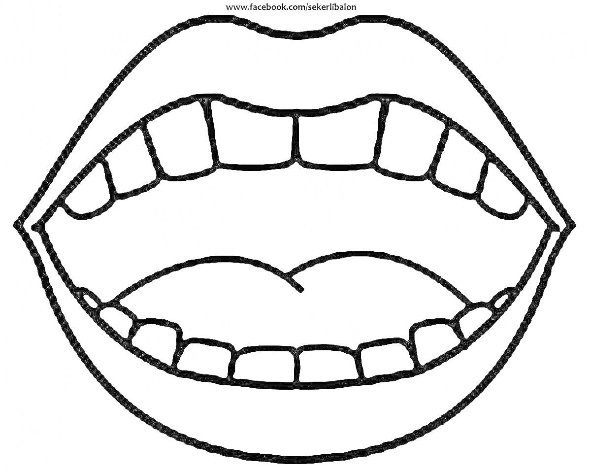 На раскраске изображено: Рот, Губы, Зубы