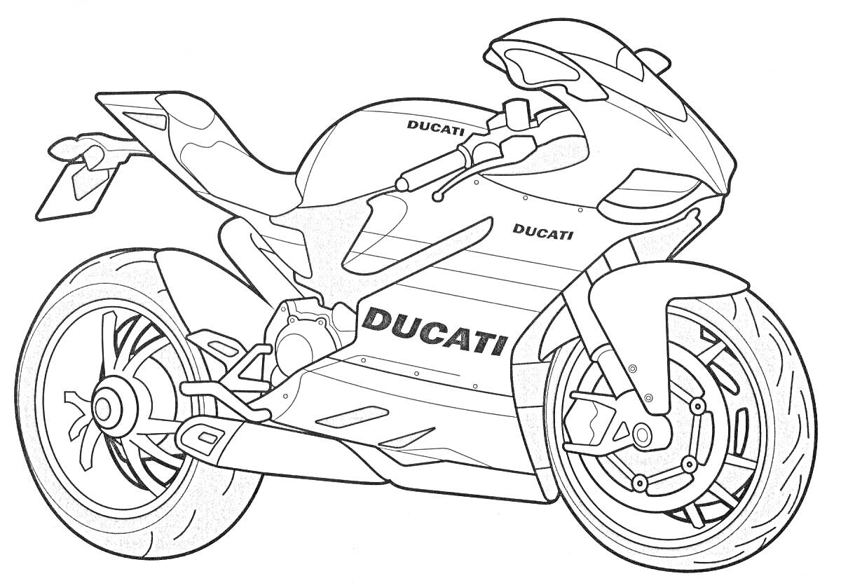 Раскраска Мотоцикл Ducati