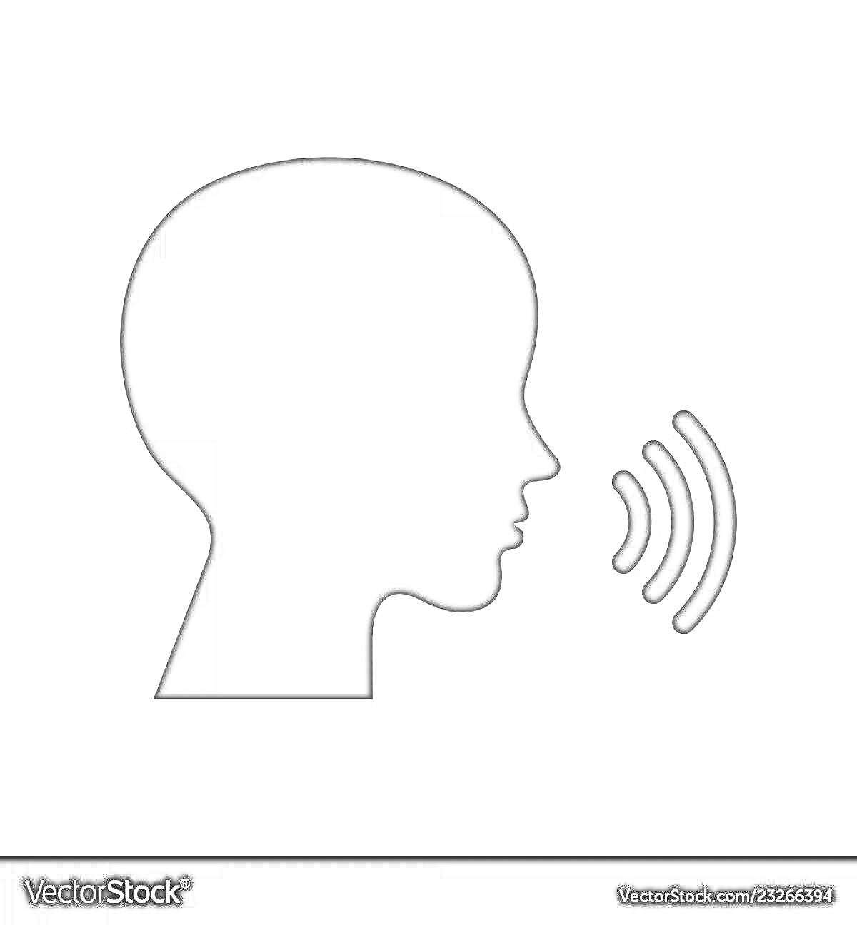 Раскраска Силуэт головы и голосовые волны