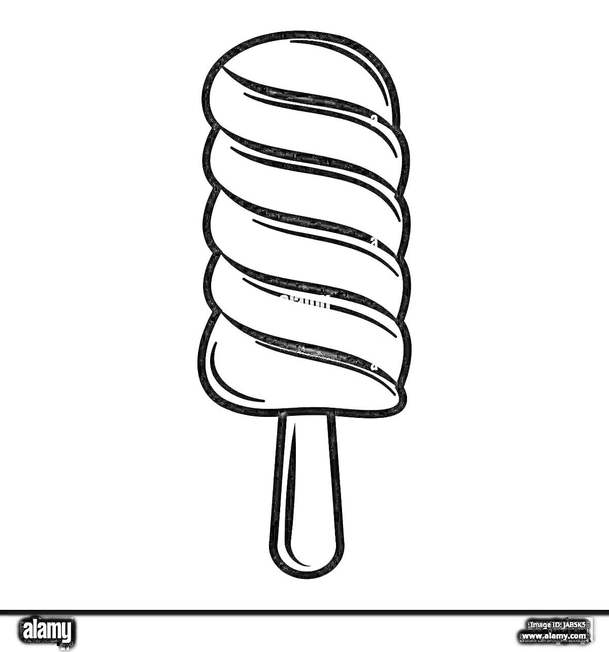 На раскраске изображено: Фруктовый лед, Мороженое, Палочка, Спираль, Еда, Холодное лакомство