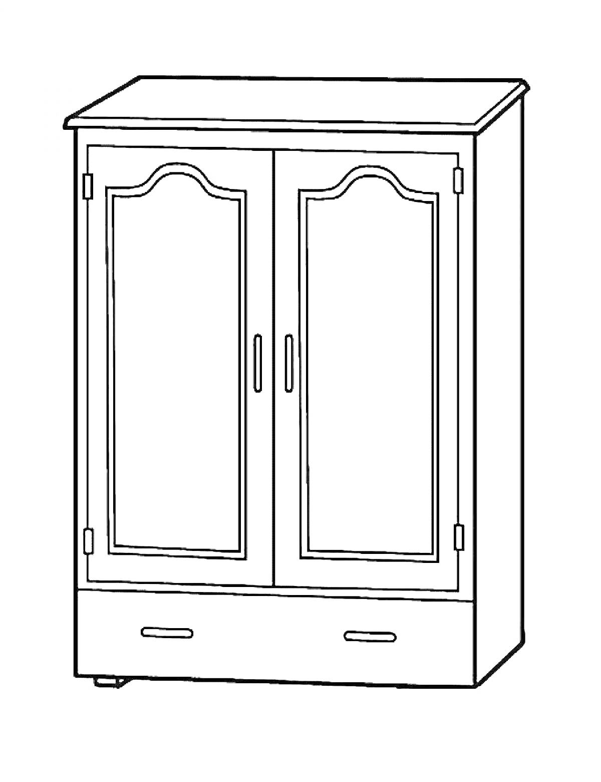 Раскраска Шкаф с двумя дверцами и одним выдвижным ящиком