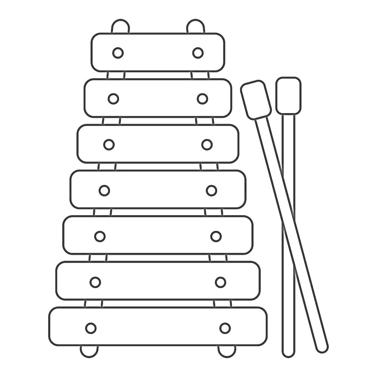 Раскраска Металлофон с двумя палочками