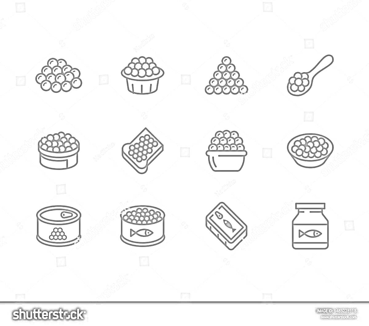 На раскраске изображено: Икра, Миска, Контейнер, Банка, Ложка, Пирамида