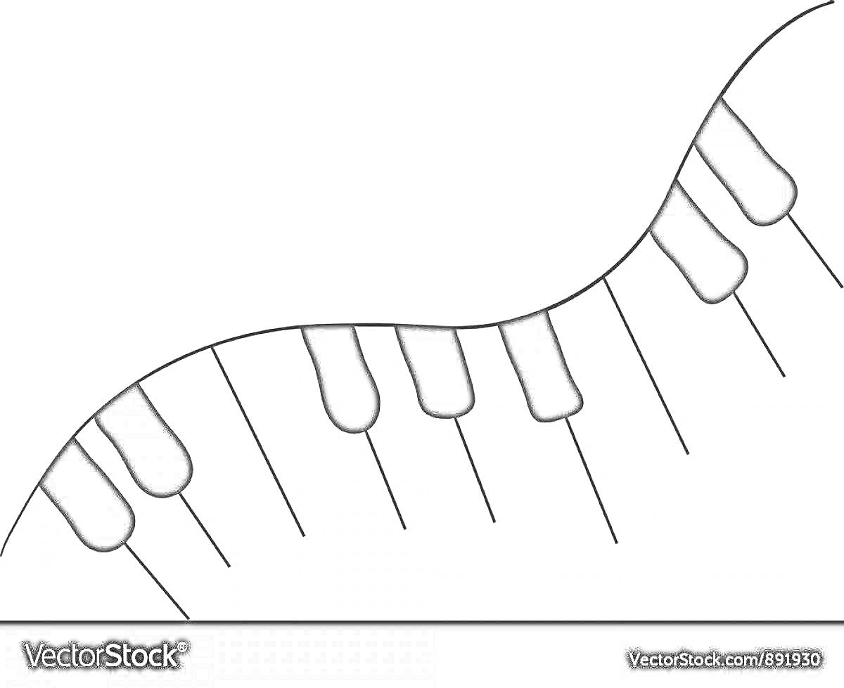 Раскраска Клавиши пианино в волнообразном узоре
