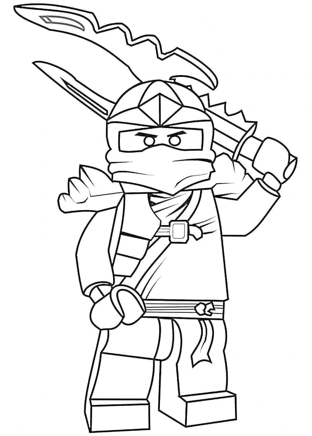 Раскраска Ниндзя с мечом из конструктора LEGO