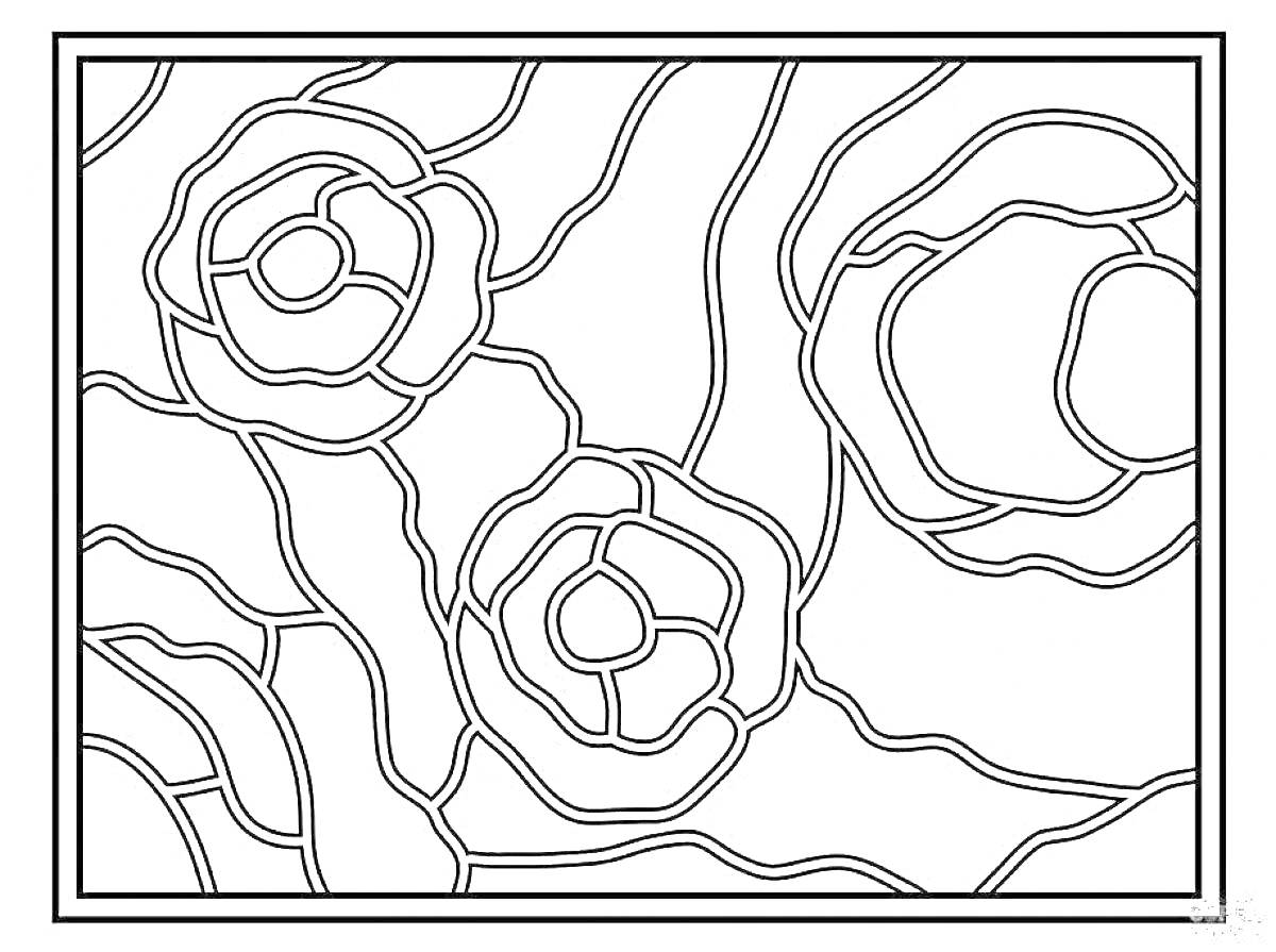 Раскраска Цветочный орнамент с абстрактными линиями