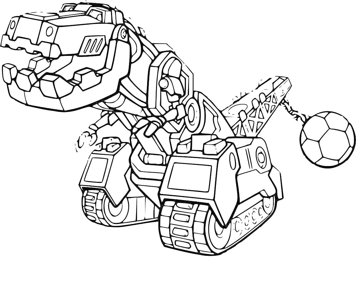 На раскраске изображено: Робот, Динозавр, Машина, Трансформер, Футбольный мяч, Транспортное средство