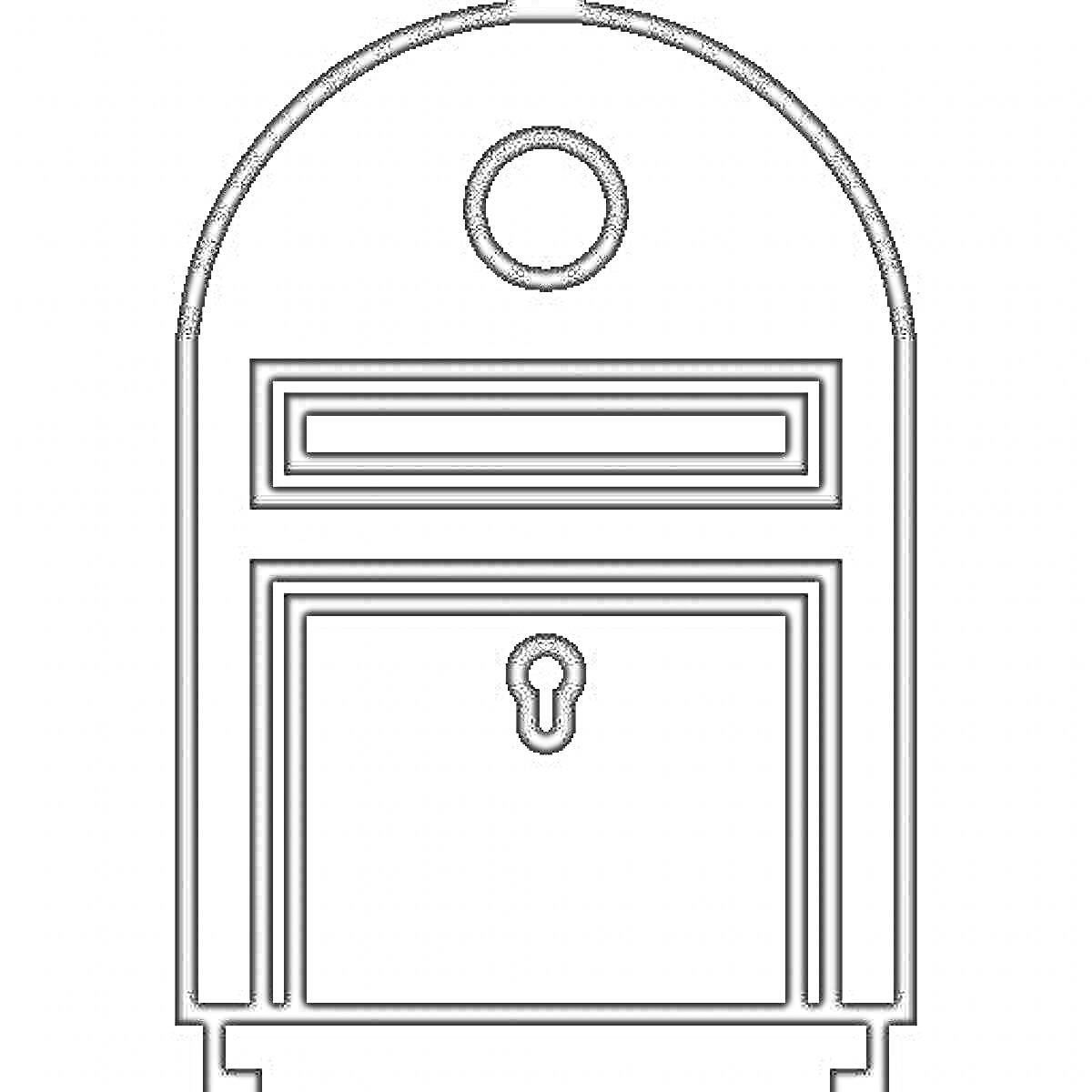 На раскраске изображено: Почтовый ящик, Замочная скважина, Для детей